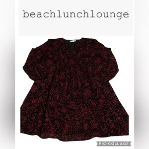 Beachlunchlounge Red and Black Long Sleeve Dress